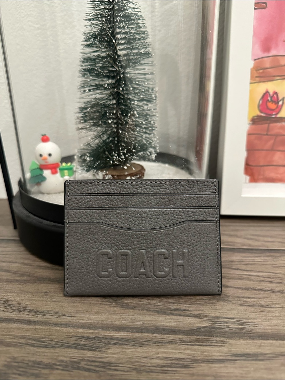 NWT COACH Gray Leather Card Holder Wallet CZ001